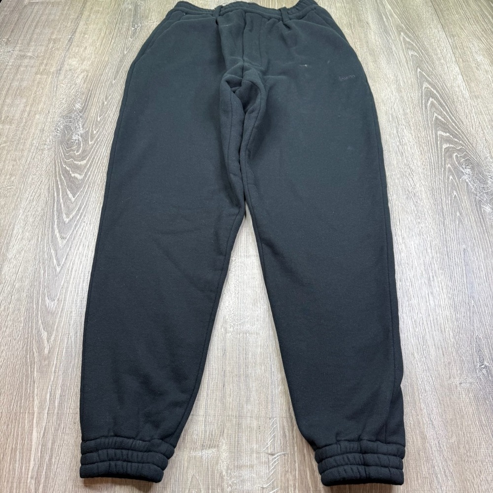 Lownn Mens Black Ribbed Ankle Cuffs Regular Tapered Pull On Sweatpants Size 44